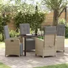 Image de vidaXL Ensemble de salle à manger de jardin 5 pièces avec coussins beige en poly rotin. Table moderne et chaises 3380339