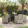 Image de vidaXL Ensemble repas de jardin 5 pièces avec coussins en poly rotin gris clair. Table chic et chaises pour l'extérieur. 3380345