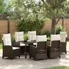 Image de Ensemble de salle à manger de jardin de 7 pièces avec coussins en rattan poly marron
