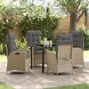 Image de vidaXL Ensemble de Dîner de Jardin 5 Pièces avec Coussins Beige Poly Rattan 3380513