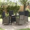 Image de Ensemble de salle à manger de jardin 5 pièces Gris Poly Rattan