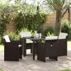 Image de Ensemble de repas de jardin de 5 pièces avec coussins en poly rotin marron vidaXL 3380601