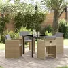 Image de Ensemble de Salle à Manger de Jardin 5 Pièces avec Coussins Beige Poly Rattan 3380709