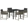 Image de vidaxl Salon de jardin Lot de 5 pieces rotin gris - 1 table 4 chaises - 2 personnes