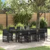 Image de Ensemble de Salle à Manger de Jardin de 9 Pièces avec Coussins Noir en Rattan PE