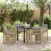 Image de vidaXL Ensemble de salle à manger de jardin de 5 pièces avec coussins Beige Poly Rattan 3380793