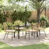 Image de Ensemble de salle à manger de jardin 5 pièces avec coussins Marron Poly Rattan
