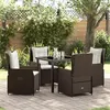 Image de Ensemble de salle à manger de jardin vidaXL 5 pièces en rotin poly marron 3380947