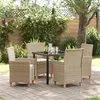Image de vidaXL Ensemble de repas de jardin 5 pièces avec coussins Beige Poly Rattan 3381080