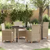 Image de vidaXL Set de dîner de jardin 5 pièces avec coussins Beige Rotin Poly 3381081