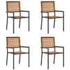 Image de Chaise de jardin - Lot de 4 - Bois massif et rotin empilable exterieur H90cm