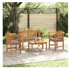 Image de Salon de jardin - Lot de 4 pieces - bois massif marron - 1 table, 1 banc, 1 chaise - 75x45x38 cm