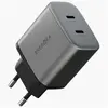 Image de Energea Wall Charger Ampcharge GaN45 2xUSB-C PD/PPS/QC3.0 45W grey (45 W, 2 ports), Chargeur USB, Gris