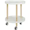 Image de Table d'appoint ronde à roulettes 50x60 cm blanc et naturel