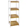 Image de Etagère 4 niveaux 35x33x112 cm en bois naturel et blanc