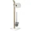 Image de Valet WC design inox et bois Samona - H. 71 cm - Gris