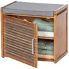 Image de Banc armoire de salle de bain en bambou Bahari - L. 50 x H. 45 cm - Gris