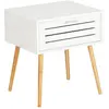 Image de Table de chevet Finja avec 1 tiroir en Bambou et MDF - Blanc et bois