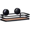 Image de Support mural Static-Loc collection Alba pour salle de bain - Noir et bois