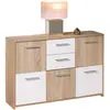 Image de Commode 5 Portes Victoria 115cm Blanc & Naturel