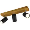 Image de Spot plafond MARLEY noir/bois clair chromé 3xGU10 Trio