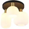 Image de Plafonnier rond noir/laiton verre blanc 3xE27 Trio Diva