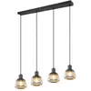 Image de Suspension noire rétro barre verre 4xE27 TARIFA Trio