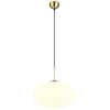 Image de Suspension laiton, globe verre blanc ovale E27 Fomento