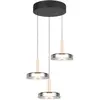 Image de Suspension LED 3 globes verre noir mat Ø35 3000K chaud
