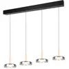 Image de Suspension barre noire 4 globes LED 3000K Trio Celeste
