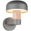 Image de Applique murale extérieure FRASER grise effet champignon avec bois, 1xE27 10W