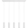 Image de Suspension moderne blanche ? 5 spots GU10, tubes striés, barre linéaire en métal