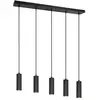Image de Suspension moderne noire 5 spots GU10 tube nervuré métal SOKA Trio