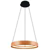 Image de Suspension LED scandinave en bois LYNWOOD, anneau bois clair et noir, 28W, 3000K