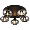Image de Plafonnier décoratif noir en verre fumé, 5 lumières E14, style moderne