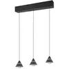 Image de Suspension LED moderne noire 21W ? 3 abat-jours coniques, design linéaire