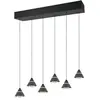 Image de Suspension LED noire moderne ROMEO Trio ? 6 abat-jours coniques, 42W, 4200 lm