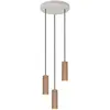Image de Suspension moderne ronde café-gris 3 spots GU10 10W tubes striés SOKA Trio