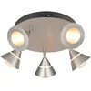Image de Plafonnier LED moderne argenté rond à 5 spots coniques 7W ROMEO Trio