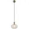 Image de Suspension rétro en verre transparent strié doré, 1xE27, collection ELVEZIA