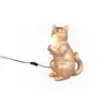 Image de Lampe de table art déco dorée chat avec boule en verre G9 5W