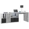 Image de Bureau d'angle réversible 135,7x135,7x74,2 cm gris béton et blanc