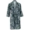 Image de Peignoir de Bain en Coton Tropical Noir & Vert L