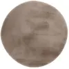 Image de Tapis Uni Rond Doux à Poils Longs Rabbit Taupe 120 cm