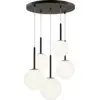 Image de Suspension à 5 globes en verre et métal noir 180 cm Basic form - Maytoni