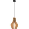 Image de Suspension noire métal/bois Ø30 Roots Maytoni E27 40W