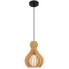 Image de Suspension noire bois clair Ø20 E27 40W Roots Maytoni