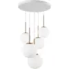 Image de Suspension avec 5 globes en verre blanc mat et armature en métal doré Basic form - Maytoni