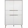 Image de Buffet haut 4 portes 2 tiroirs 90x38x140 cm blanc et chêne - AROUY