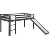 Image de HOMESTYLE4U Lit mezzanine avec toboggan - Gris